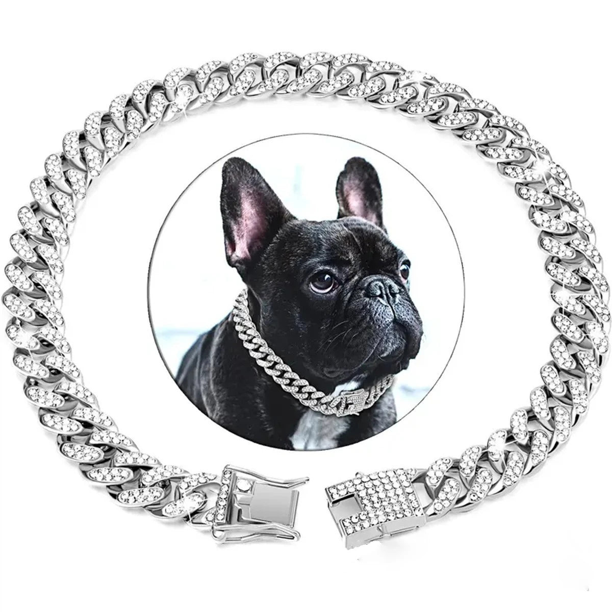 Diamond Cuban Chain Pet Collar – Luxury Gold, Silver & Rose Gold Necklace for Dogs & Cats