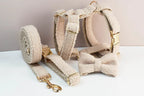 Teddy Velvet Personalized Dog Collar, Leash & Harness Set