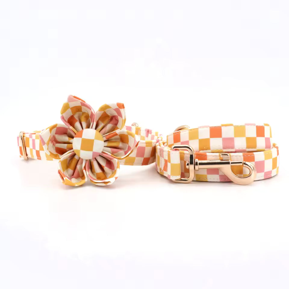 Sunset Picnic Floral Dog Collar and Leash Set
