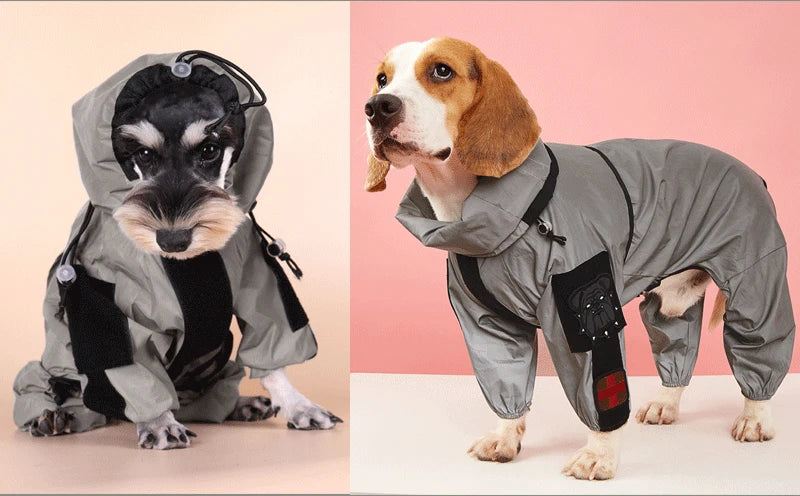 Reflective Waterproof Dog Raincoat – Lightweight Hooded Jacket for Medium & Large Dogs