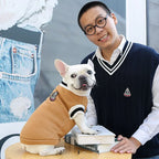 Winter Knit Dog Sweater – College Style V-Neck Warm Pet Vest for Small Dogs