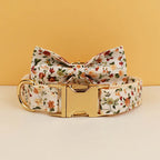 Luxury Flower Soft Cotton Personalized Dog Collar, Leash & Harness Set