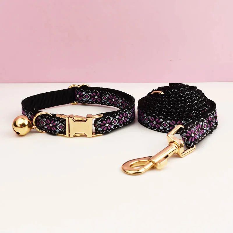 Cute Cat Collar, Harness & Leash Set – Personalized Engraved Nameplate, Padded