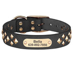 Genuine Leather Dog Collar – Personalized Spiked Studded Design for Small, Medium & Large Dogs