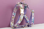 Purple Soft Cotton Personalized Dog Collar, Leash & Harness Set