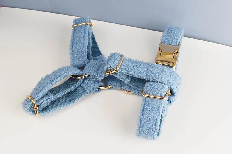 Teddy Velvet Personalized Dog Collar, Leash & Harness Set