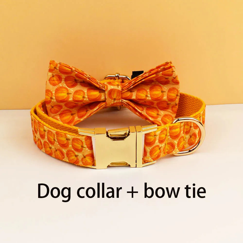 DDPaws  Bowtie Collar / XS Halloween Pumpkin Print Set