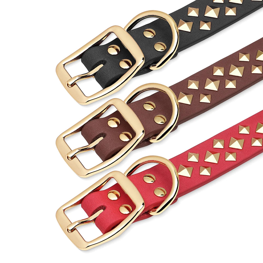 Genuine Leather Dog Collar – Personalized Spiked Studded Design for Small, Medium & Large Dogs