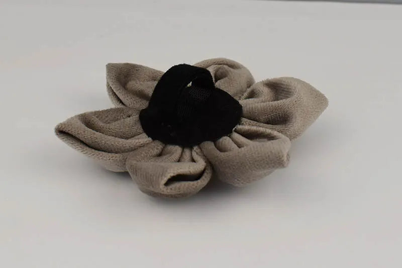 Light grey Velvet Personalized Dog Collar, Leash & Harness Set