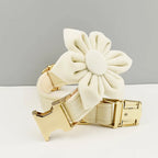 Milky White Velvet Personalized Dog Collar, Leash & Harness Set