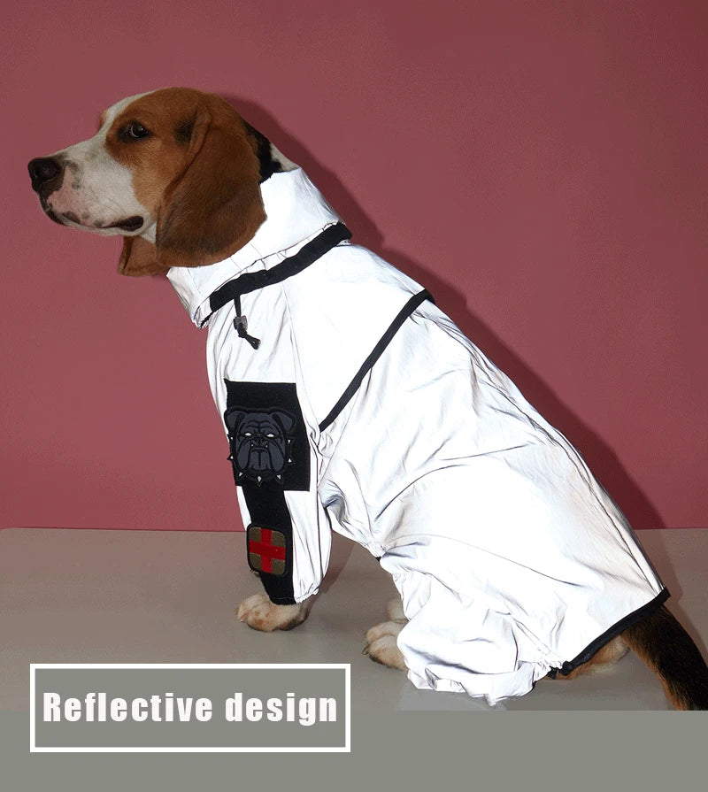 Reflective Waterproof Dog Raincoat – Lightweight Hooded Jacket for Medium & Large Dogs