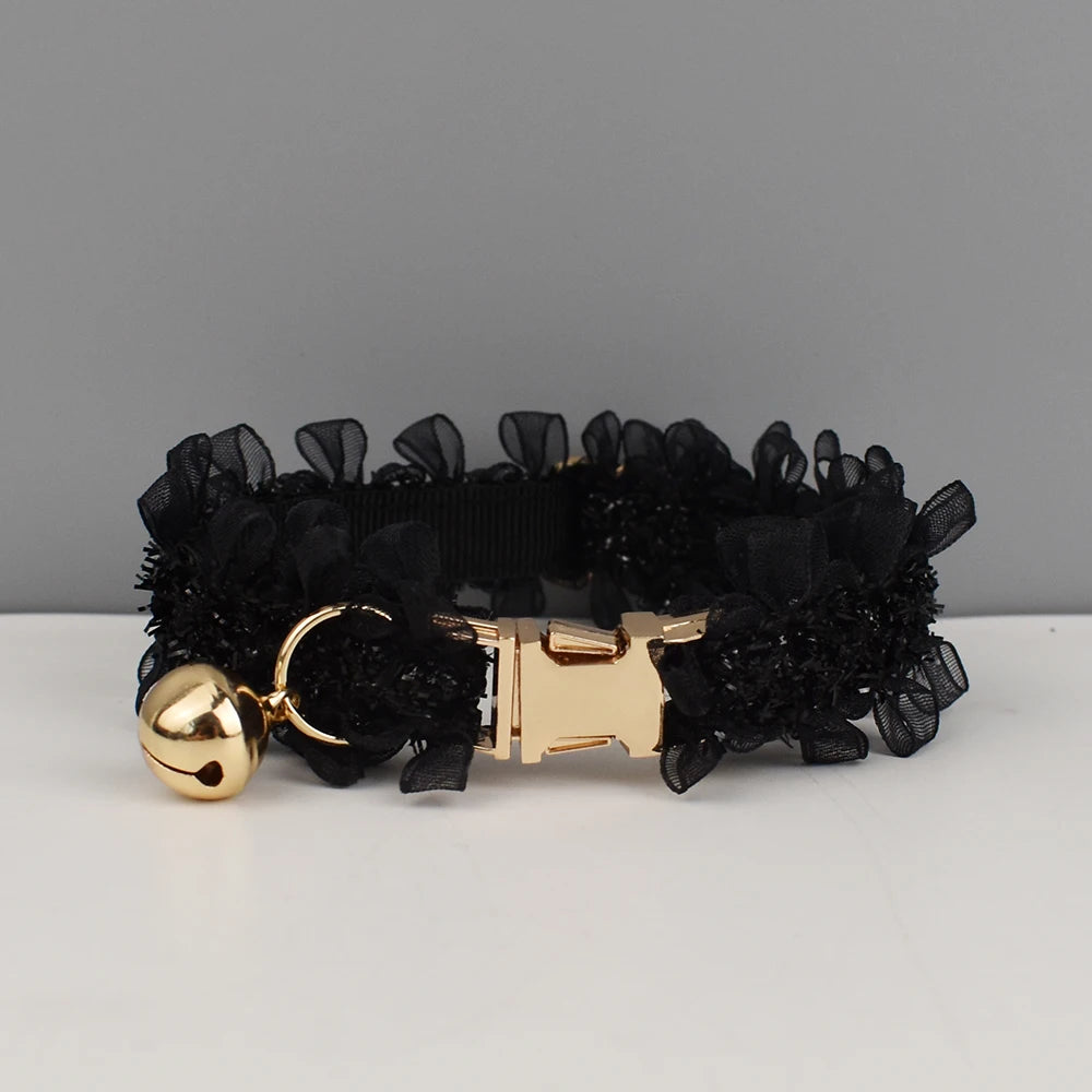 Lace Cat Collar  – Personalized Engraved Nameplate, Padded Small Dogs