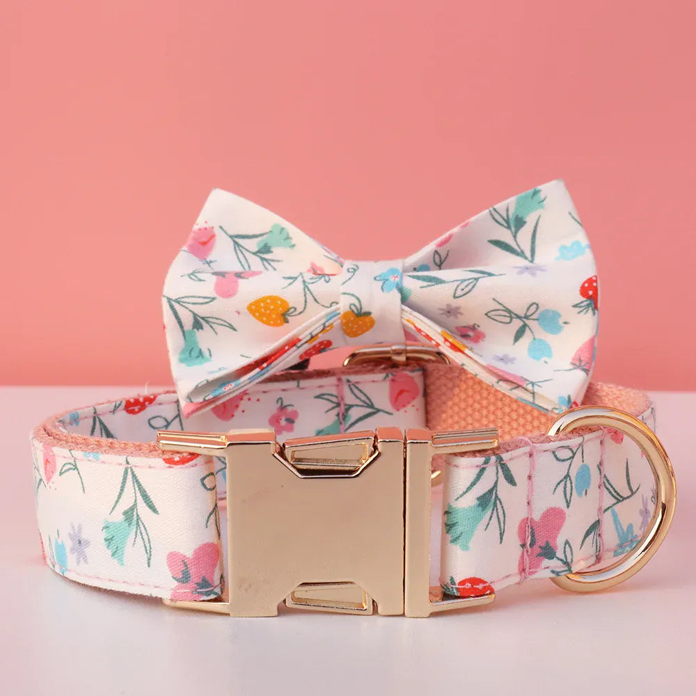 Floral Print Collar Leash Set