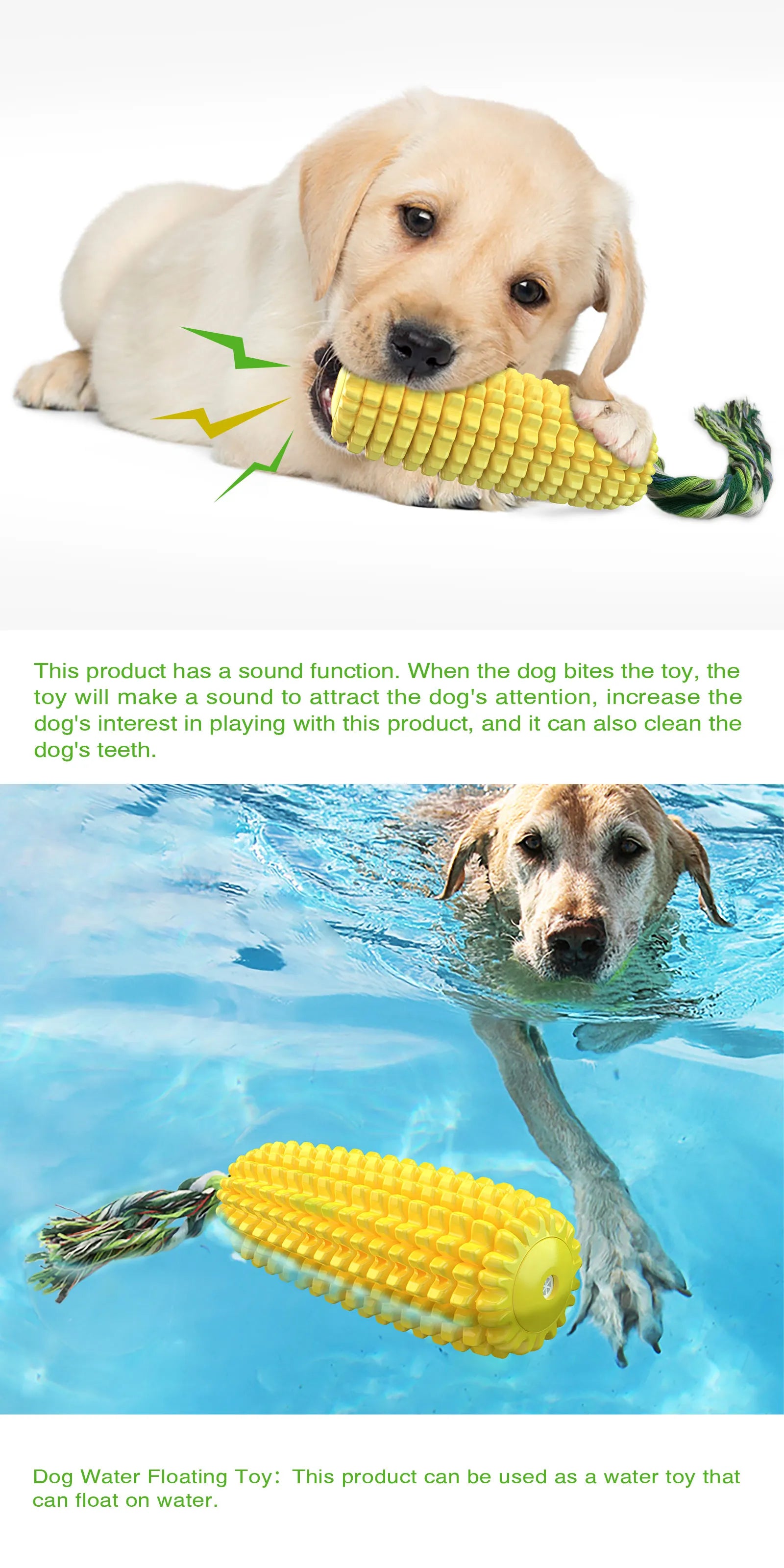 Squeaky Corn Dog Toy – Durable Elastic Chew Toy for Teeth Cleaning & IQ Training