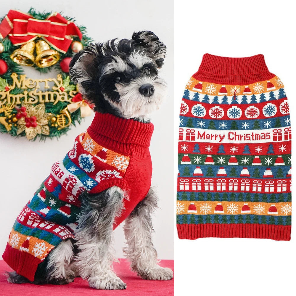 Thick Winter Dog Sweater – Warm Turtleneck Christmas Pullover for Small & Medium Dogs