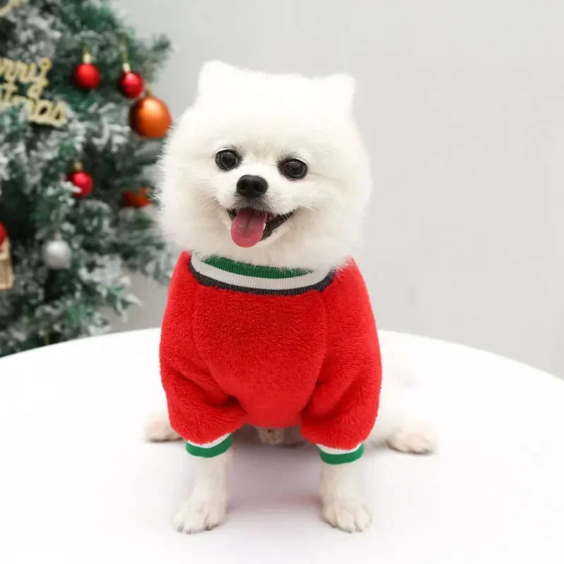 Christmas Dog Hoodie – Warm Winter Pet Costume with Santa & Elk Design