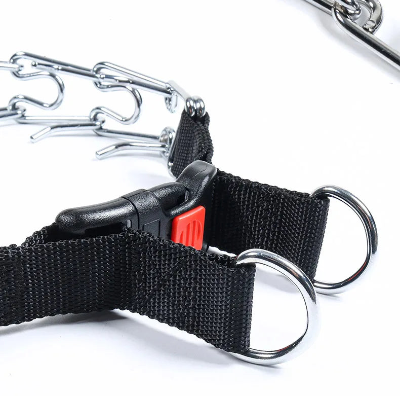 Metal Dog Training Collar – Detachable Stainless Steel Chain with Quick-Release Buckle