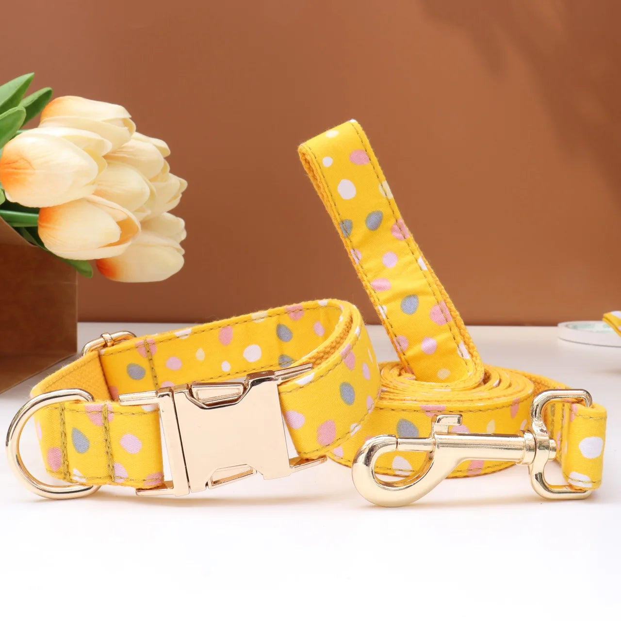 Personalized Dog Collar Bowtie Leash Set