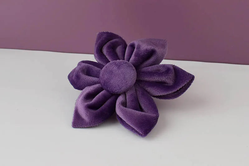 Purple Velvet Personalized Dog Collar, Leash & Harness Set