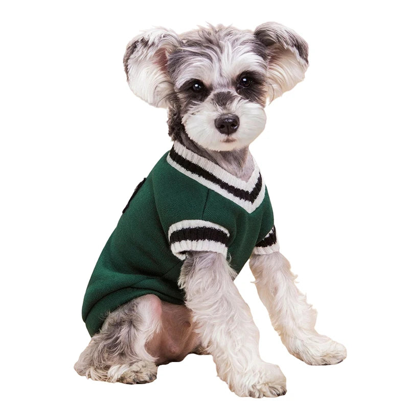 College Style Dog Sweater – Warm Winter Vest for Small & Medium Dogs