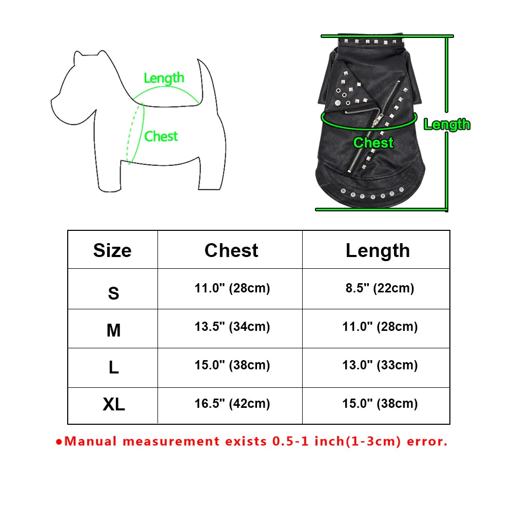 Cool Dog Leather Jacket – Warm Waterproof Winter Coat for Small & Medium Dogs