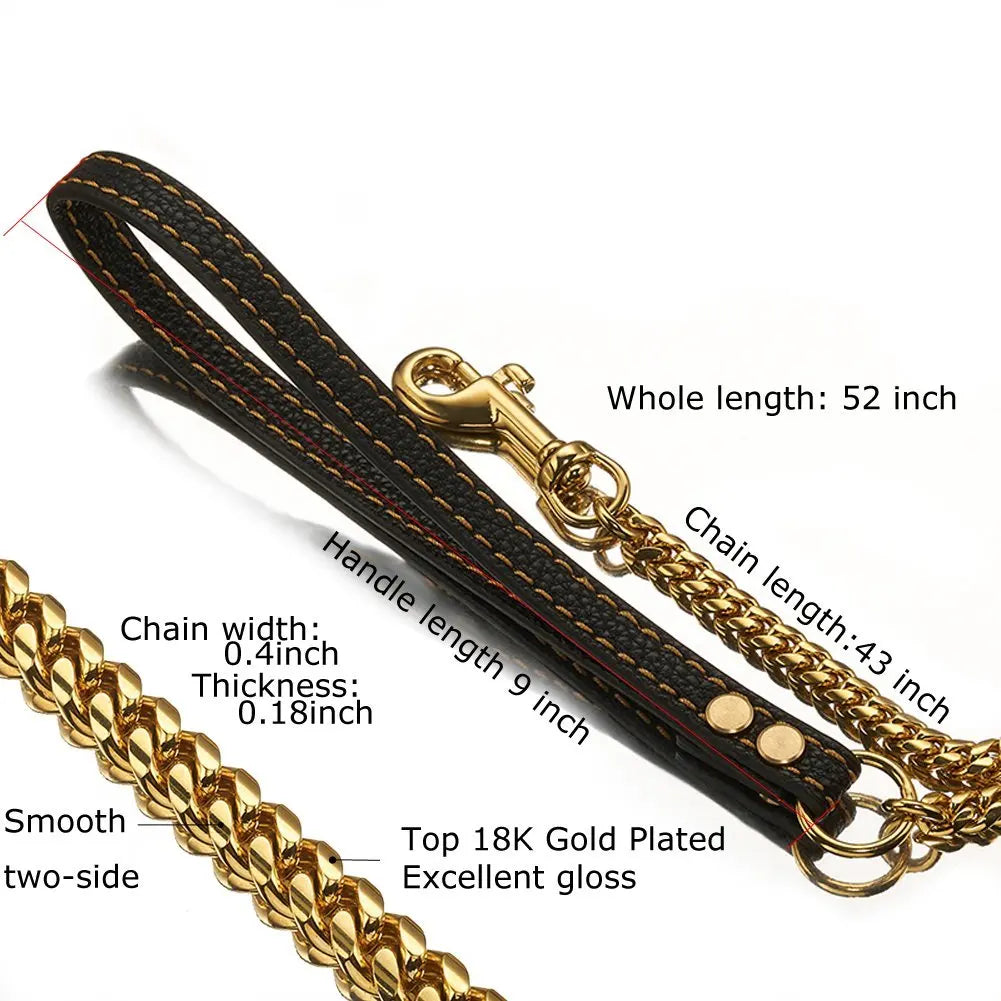Stainless Steel Cuban Chain Dog Collar – Durable Training & Walking Metal Collar