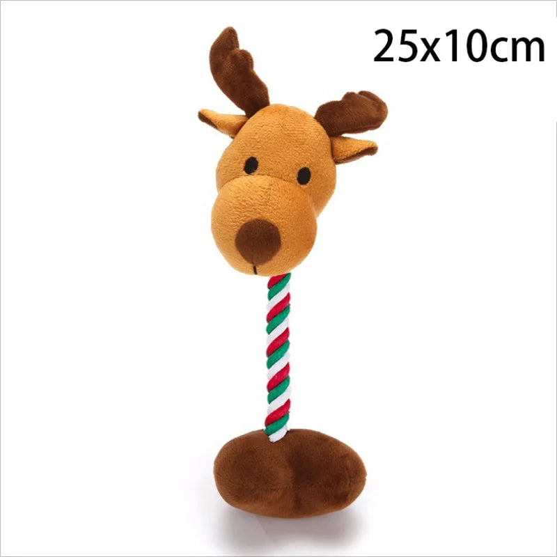 Christmas Plush Squeaky Dog Toy – Festive Santa, Elk, Gingerbread & Donut Designs