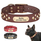 Genuine Leather Dog Collar – Personalized Spiked Studded Design for Small, Medium & Large Dogs