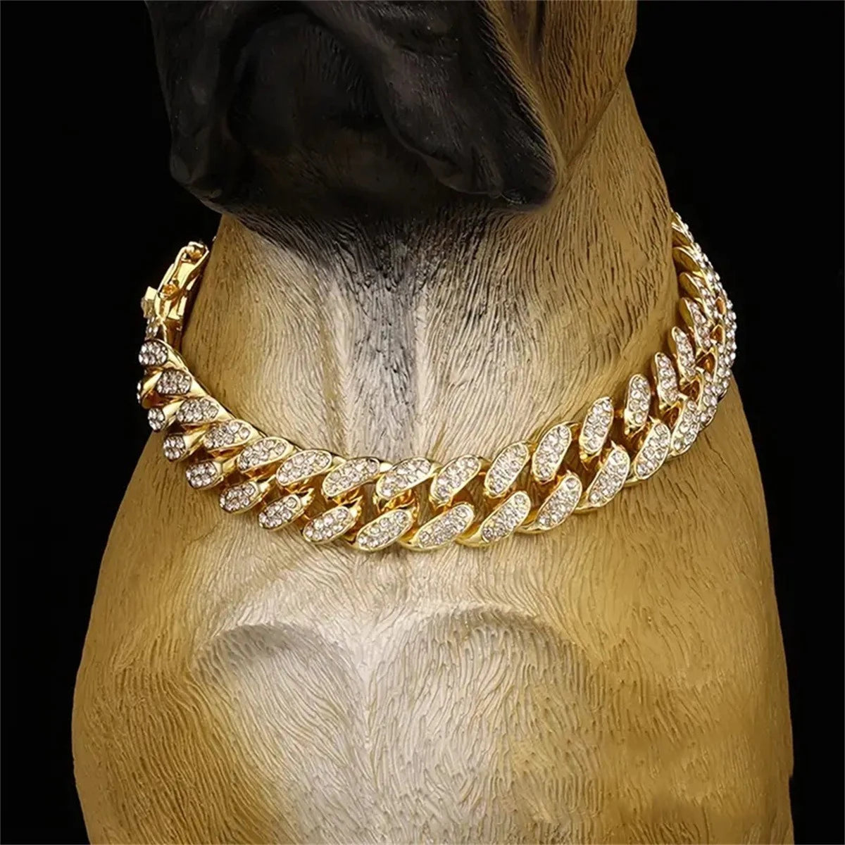 Diamond Cuban Chain Pet Collar – Luxury Gold, Silver & Rose Gold Necklace for Dogs & Cats
