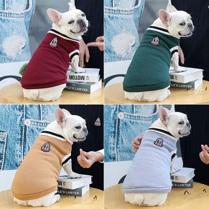College Style Dog Sweater – Warm Winter Vest for Small & Medium Dogs