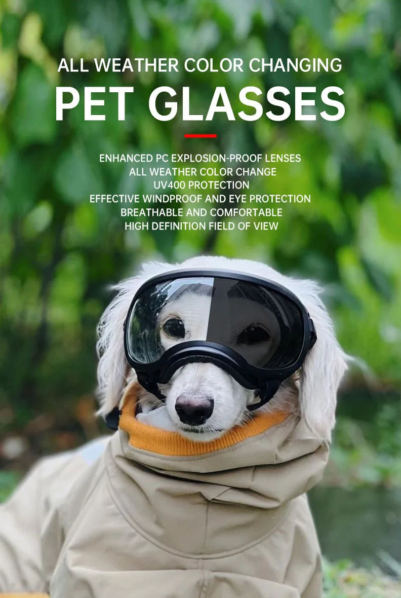Color-Changing Dog Sunglasses – UV-Resistant Goggles for Outdoor Protection