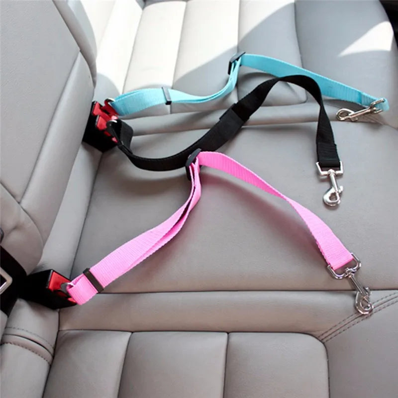 Adjustable Dog Car Seat Belt – Nylon Safety Harness for Secure Travel