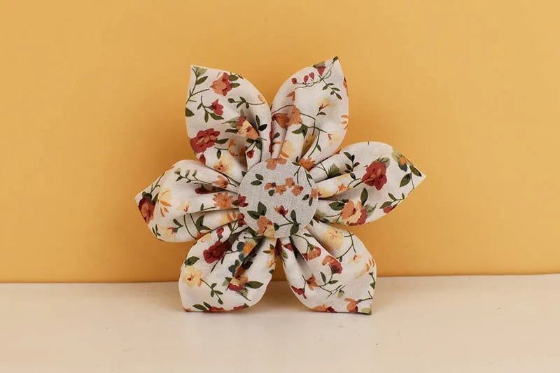 Luxury Flower Soft Cotton Personalized Dog Collar, Leash & Harness Set