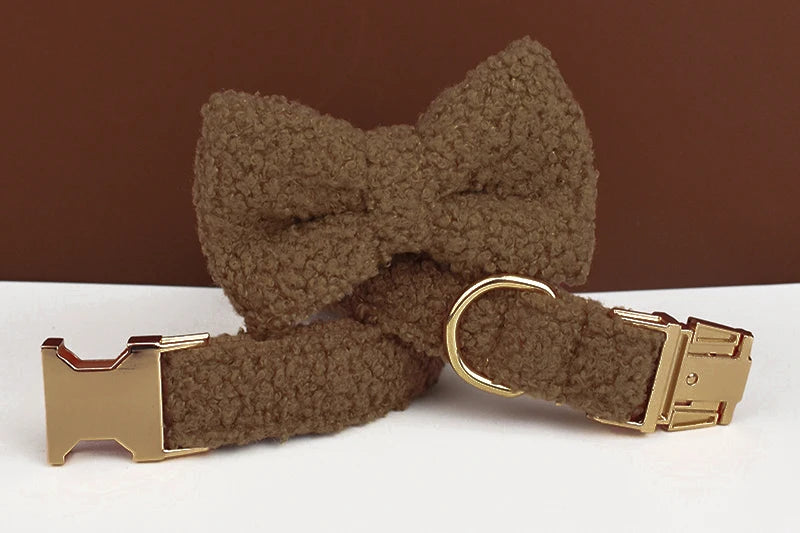 Lambskin Personalized Dog Collar, Leash & Harness Set