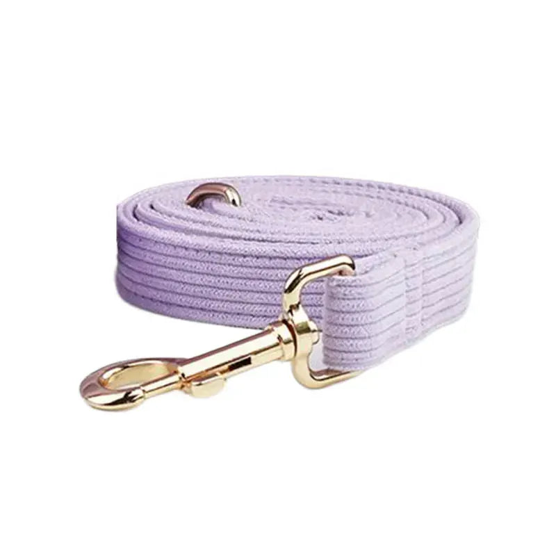 Purple Corduroy Dog Collar Leash and Harness Set