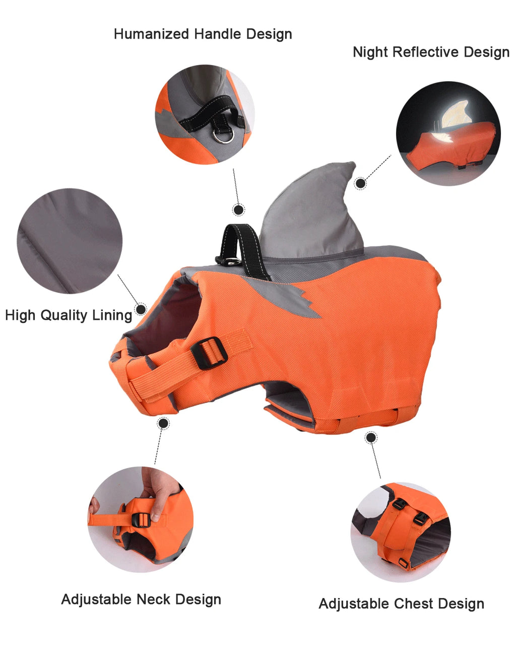 High Buoyancy Dog Life Jacket – Reflective Safety Vest with Rescue Handle for Small, Medium & Large Dogs