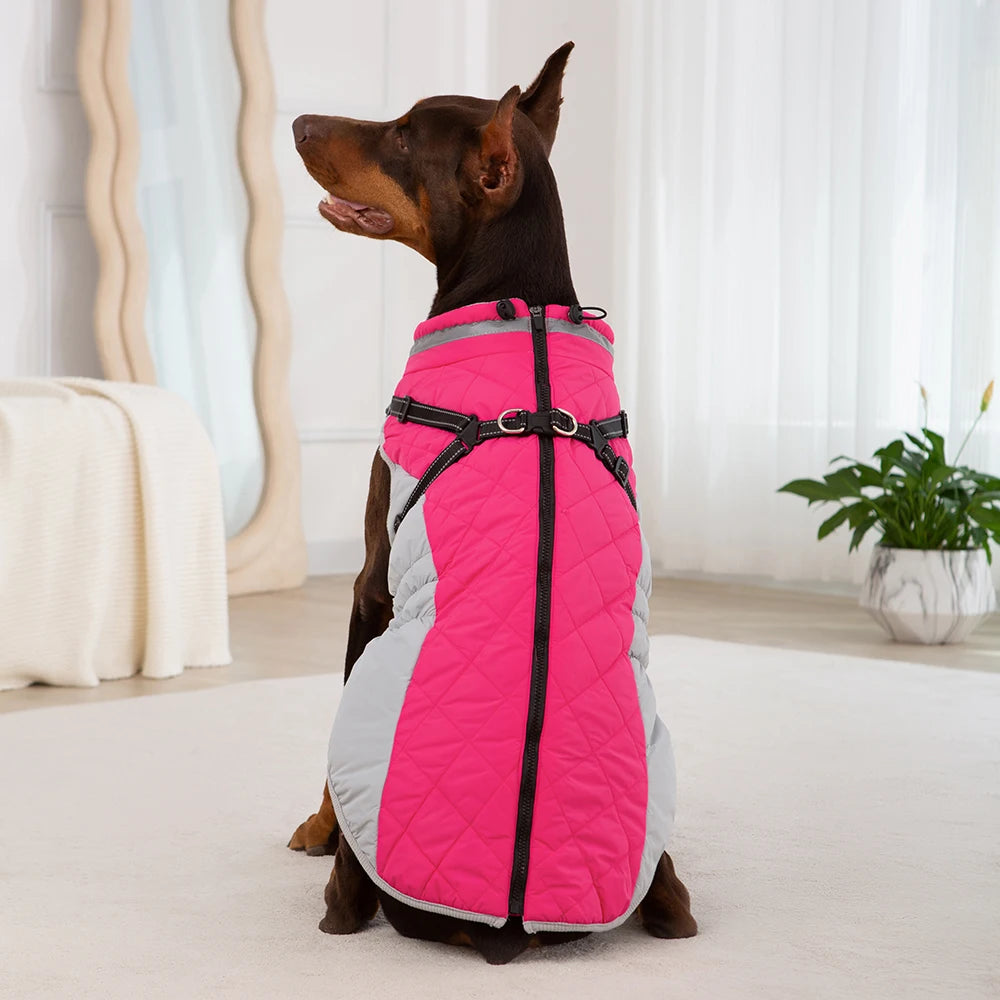 Waterproof Dog Jacket with Harness – Warm Winter Coat for Small to Large Dogs