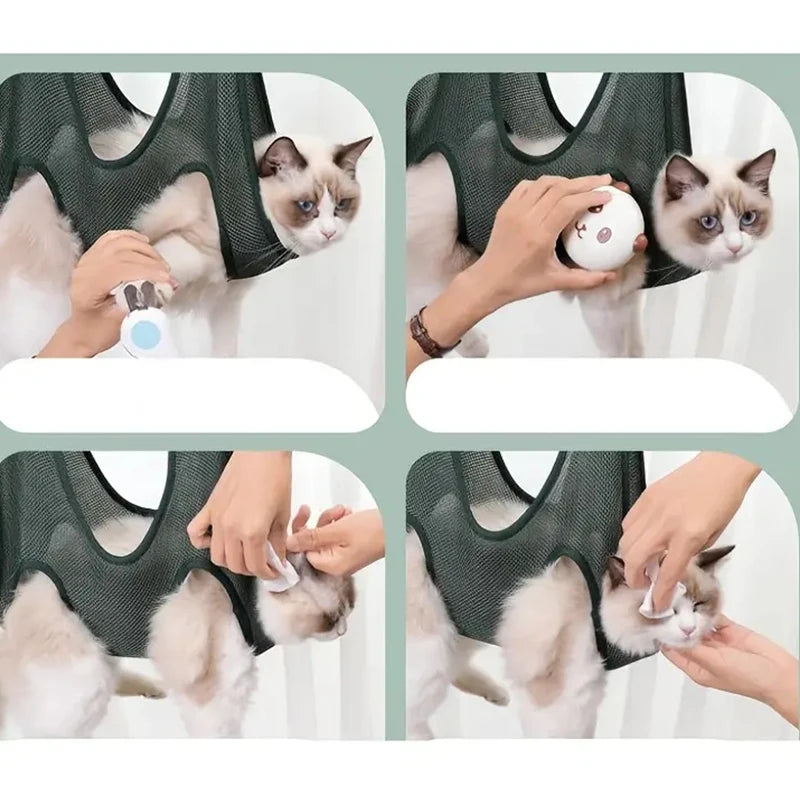 Pet Grooming Hammock – Nail Trimming & Cleaning Holder with Hooks for Cats & Dogs