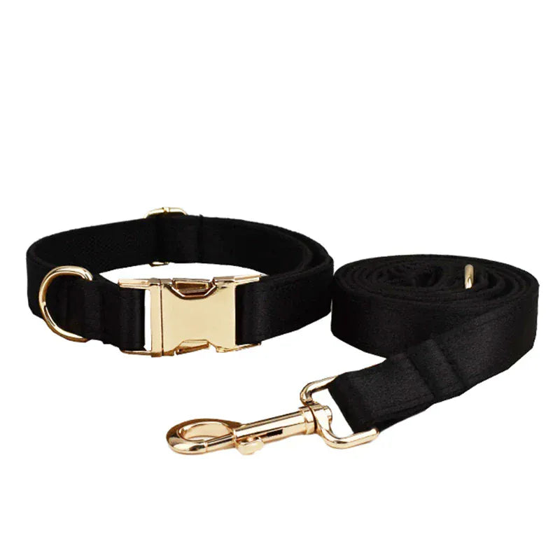 Black Satin Wedding Dog Collar Leash and Harness Set