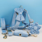 Blue Velvet Personalized Dog Collar, Leash & Harness Set