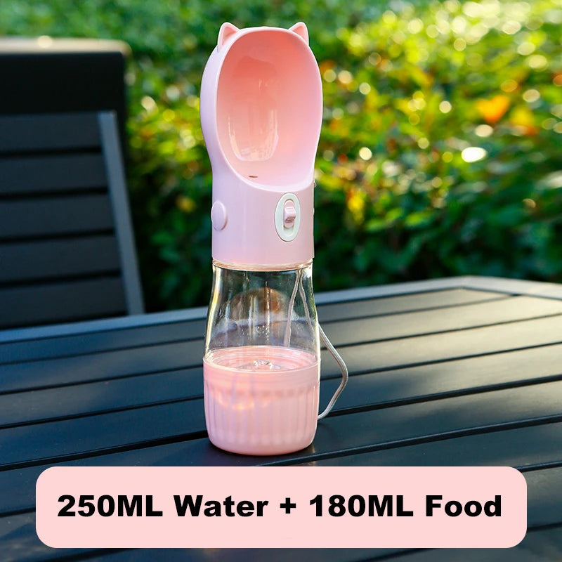 Portable Dog Water Bottle with Food Cup – Outdoor Travel Feeder for Pets