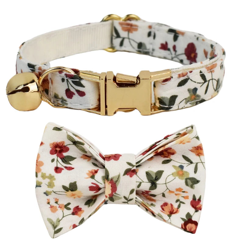 Corduroy Cat Collar Bowknot Adjustable Safety Personalized pet collar Customized Name Soft