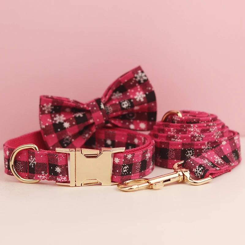 Christmas Personalized Dog Collar, Leash & Harness Set