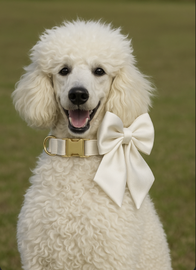 White Personalized Dog Collar, Leash & Harness Set