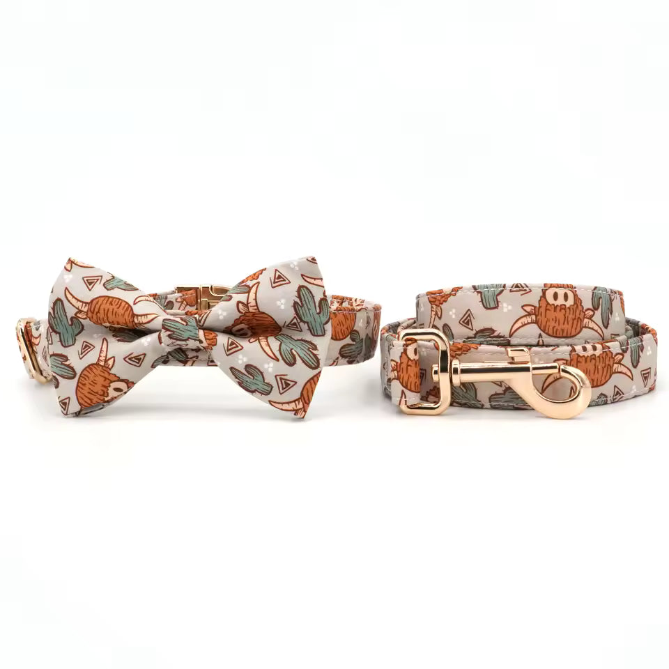 Wild Cactus Dog Collar and Leash Set
