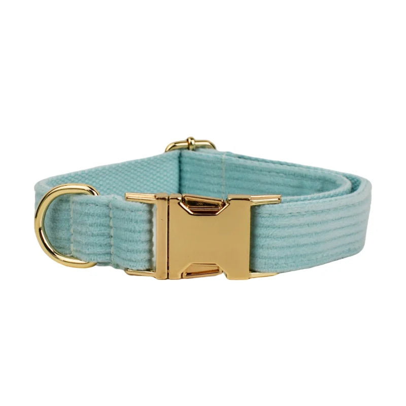 Lake Green Corduroy Personalized Dog Collar, Leash & Harness Set
