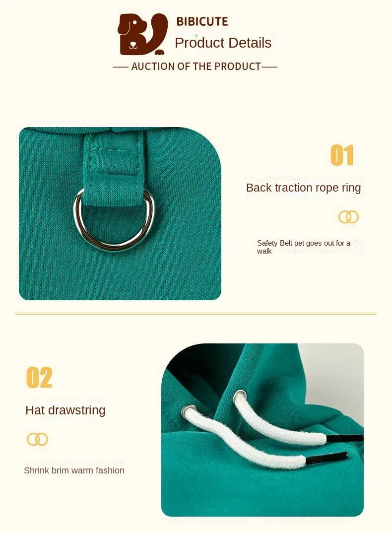 Cotton Fleece Dog Hoodie – Warm Sweatshirt for Small & Medium Dogs