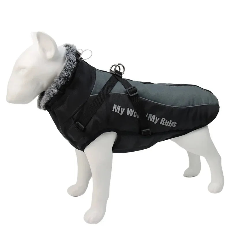 Waterproof Winter Dog Coat with Harness – Warm Jacket for Large Dogs