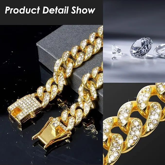 Diamond Cuban Chain Pet Collar – Luxury Gold, Silver & Rose Gold Necklace for Dogs & Cats