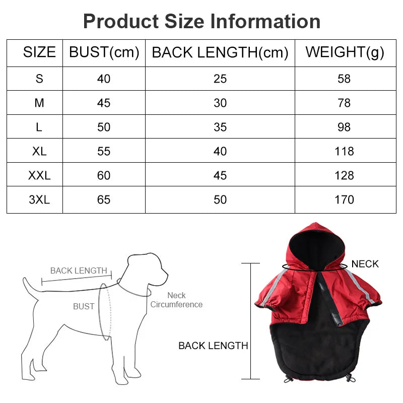 Waterproof Winter Dog Coat with Hood – Warm Reflective Jacket for Small Dogs